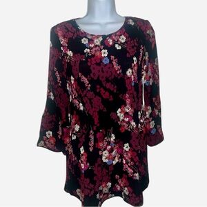 J.Jill Wearever Collection Gorg Plum Floral Pleated Tunic SZ XS